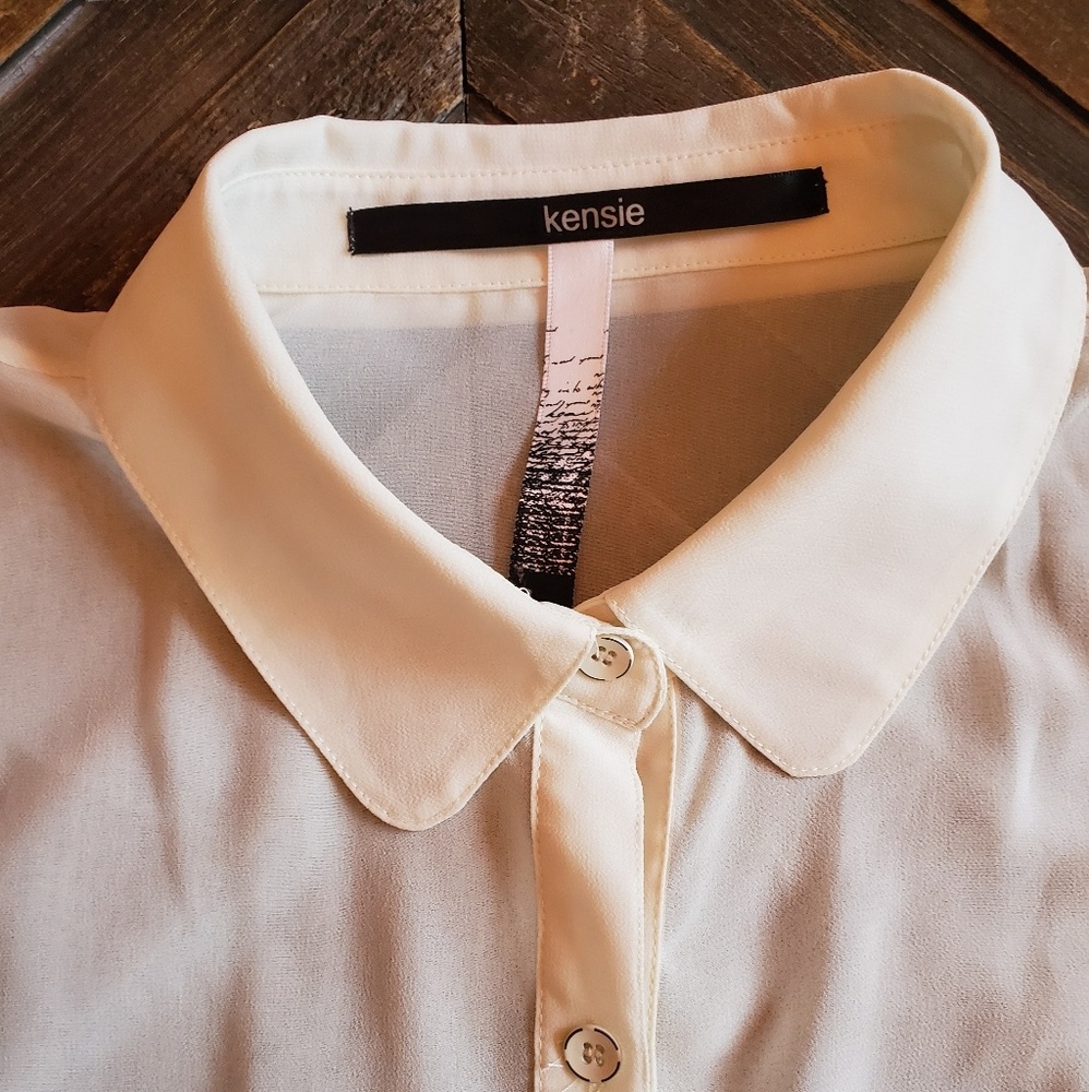 Kensie Sheer Button Up Blouse - Picture 2 of 6